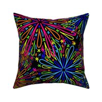 Neon Fireworks - LARGE  - Multi Black