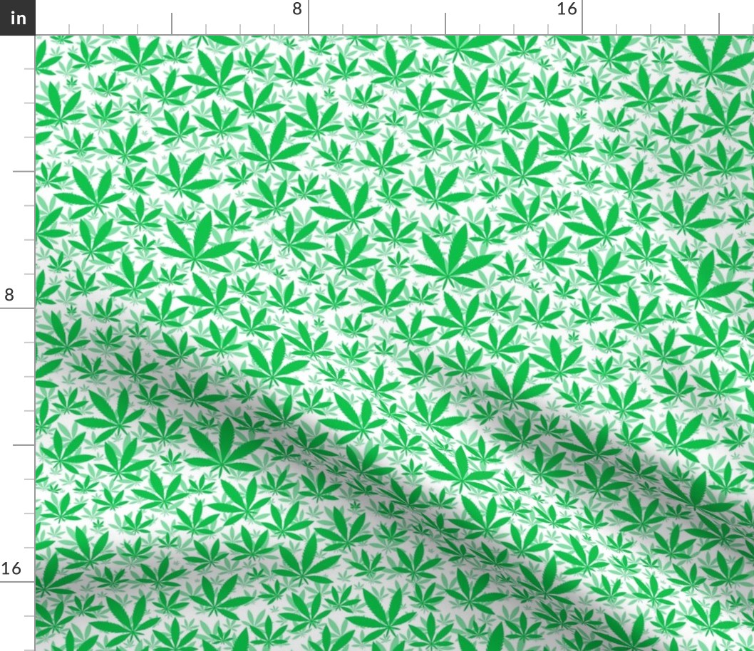 Smaller Scale Marijuana Cannabis Leaves Grass Green on White