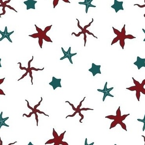 Red & Green Starfish White - Large