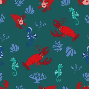 Lobsters, Crabs, Seahorses  Green - Large