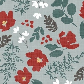 Alpine Florals in Blue Gray (Large)