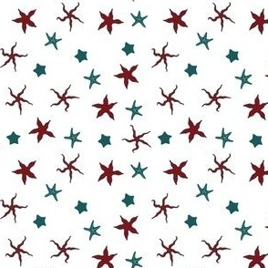 Red & Green Starfish White - Medium