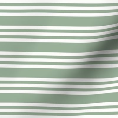 Reverse Bandy Stripe: Light Forest & White Horizontal Stripes