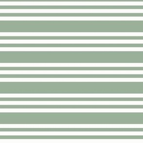 Reverse Bandy Stripe: Light Forest & White Horizontal Stripes