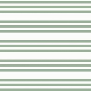 Bandy Stripe: Light Forest & White Horizontal Stripes