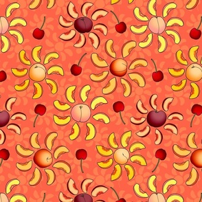 Stone Fruit Kaleidoscope (Peachy Orange small scale) 