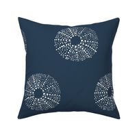 Coastal Dotted Sea Urchins in Navy Blue and White for Wallpaper