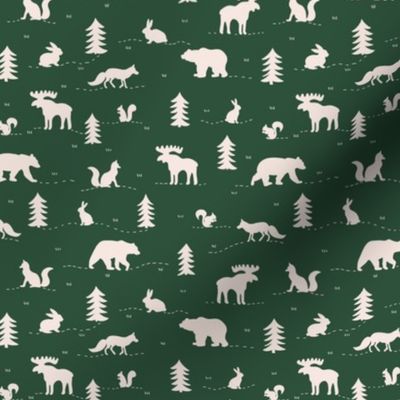 Forest Animals V1: Woodland Green Bears, Rabbits, Deer, Squirrels and Foxes in the Woods - Small