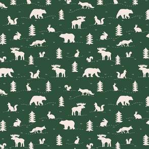 Forest Animals V1: Woodland Green Bears, Rabbits, Deer, Squirrels and Foxes in the Woods - Medium