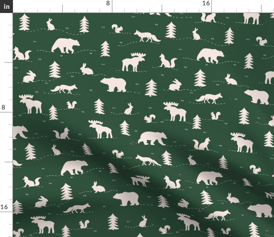 Forest Animals V1: Woodland Green Bears, Rabbits, Deer, Squirrels and Foxes in the Woods - Medium