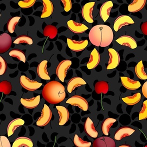 Stone Fruit Kaleidoscope (Black Background)  