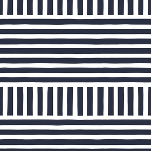 Hand Drawn Horizontal and Vertical Lines in Midnight Blue and White