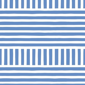 Hand Drawn Horizontal and Vertical Lines in Blue and White