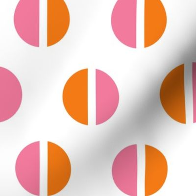 Pink and Orange Split Polka Dots