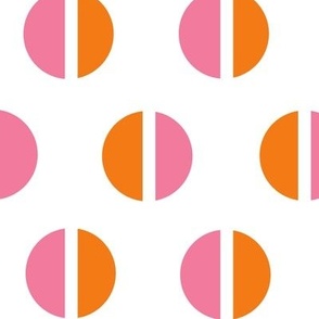 Pink and Orange Split Polka Dots