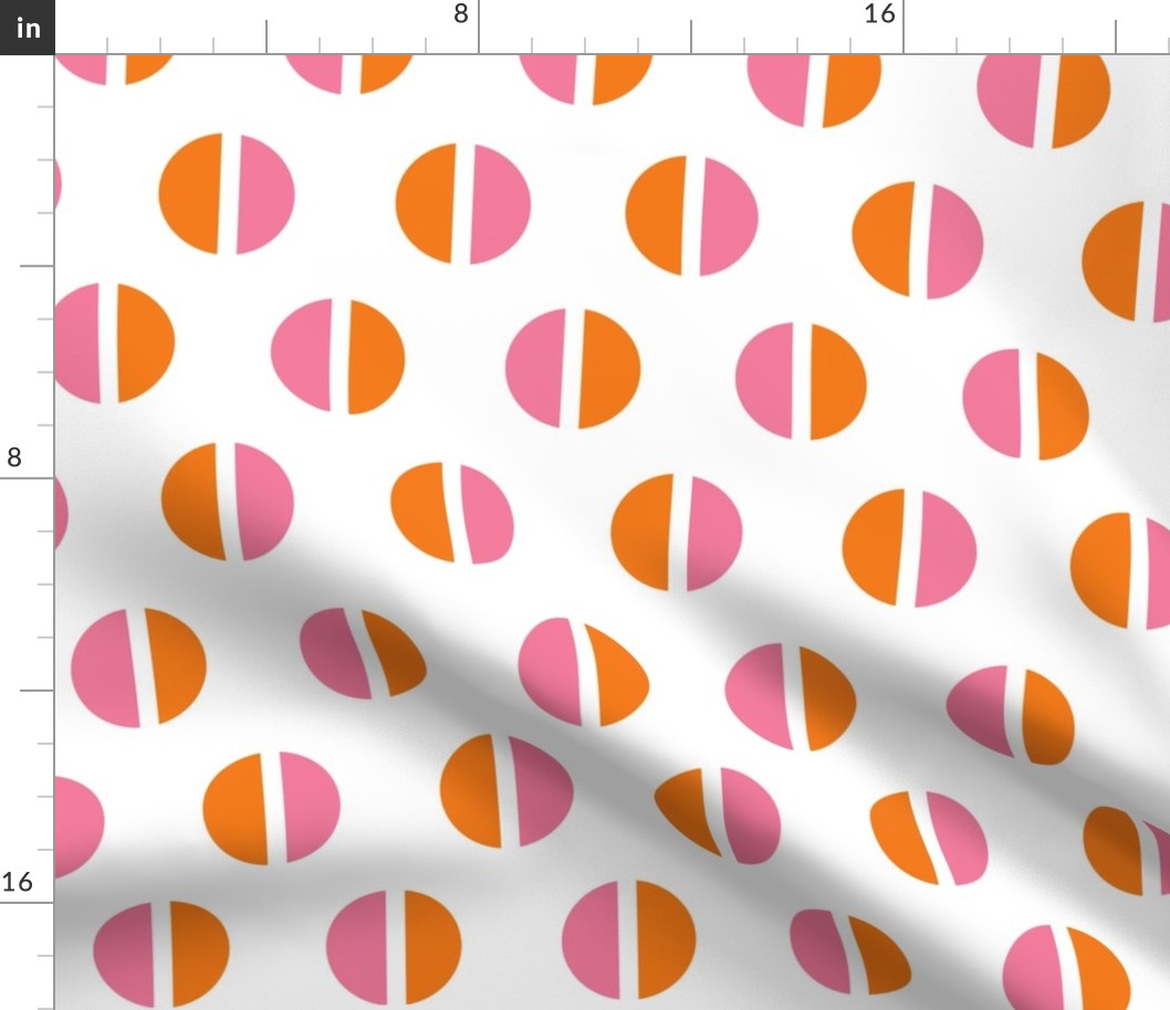 Pink and Orange Split Polka Dots