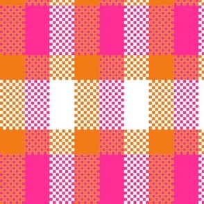 Stretched Asymmetric Checkerboard in Orange and Pink