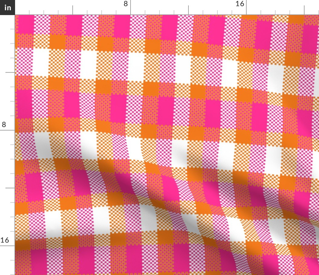 Stretched Asymmetric Checkerboard in Orange and Pink