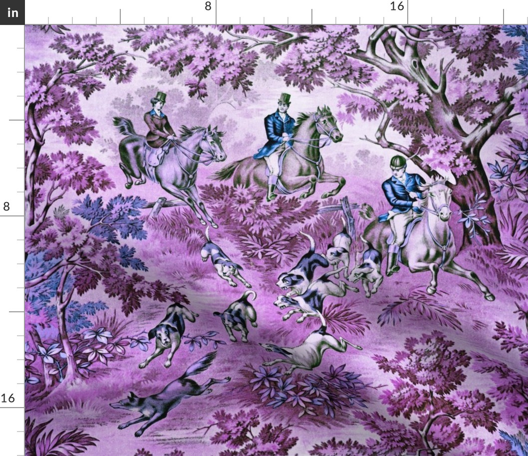 Sporting Hunt Scene Equestrian  lavender