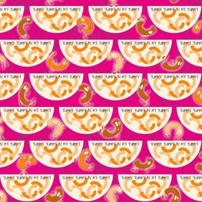 Flippin' Fun Preppy Macaroni in Pink and Orange -- Preppy Pink and Orange Food Fun -- 21.00in x 18.00in repeat -- 150dpi (Full Scale)