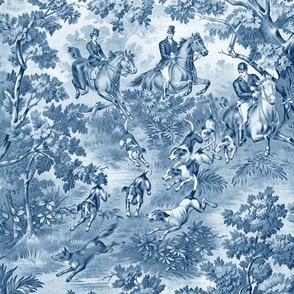 Sporting Hunt Scene Equestrian  blues