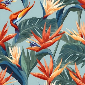 Vintage Coastal Floral Bird of Paradise