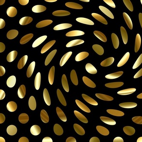 Twisted Polka Dots (large scale black background)