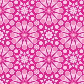 Retro Geometric Floral - Magenta