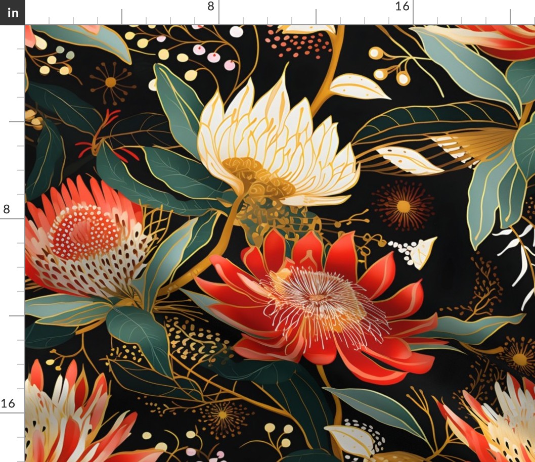 Jumbo Vibrant Protea Floral - Bold Fabric & Wallpaper Design