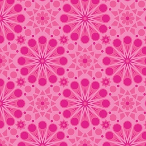 Retro Geometric Floral - Hot Pink - Medium