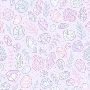 Pastel crystals and plants - pastel violet