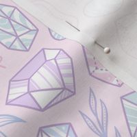 Pastel crystals and plants - pastel pink
