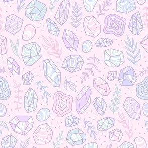 Pastel crystals and plants - pastel pink