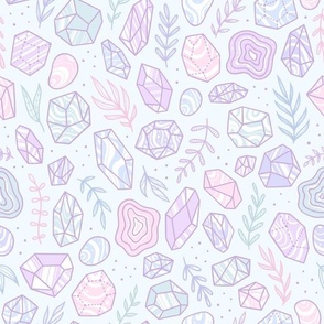 Pastel crystals and plants - pastel blue