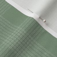 3" Crossover Plaid Dark: Powdery Forest Green & Cream Linear Plaid