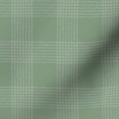 3" Crossover Plaid Dark: Powdery Forest Green & Cream Linear Plaid