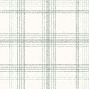 3" Crossover Plaid: Powdery Forest Green & Cream Linear Plaid