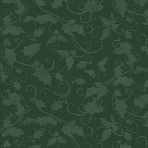 12" Christmas Damask Leaf Swirl in Forest Green by Audrey Jeanne