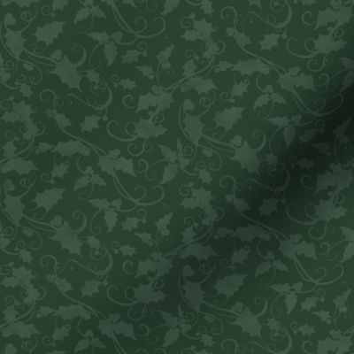 8" Christmas Damask Leaf Swirl in Forest Green by Audrey Jeanne