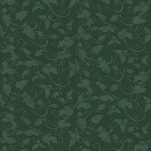 8" Christmas Damask Leaf Swirl in Forest Green by Audrey Jeanne