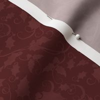 8" Christmas Damask Leaf Swirl in Burgundy and Wine Red by Audrey Jeanne