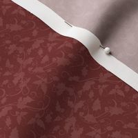 4" Christmas Damask Leaf Swirl in Burgundy and Rose Pink by Audrey Jeanne