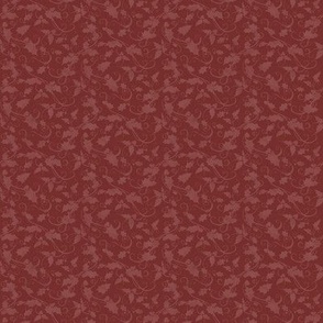 4" Christmas Damask Leaf Swirl in Burgundy and Rose Pink by Audrey Jeanne