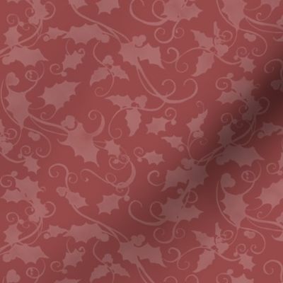 12" Christmas Damask Leaf Swirl in Rose Pink by Audrey Jeanne