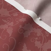 12" Christmas Damask Leaf Swirl in Rose Pink by Audrey Jeanne