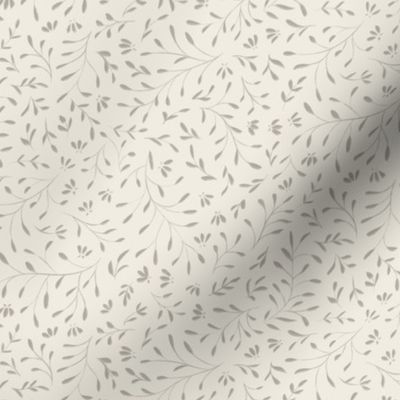 small floral - cloudy silver taupe _ creamy white 02 - classic elegant leaves and flowers