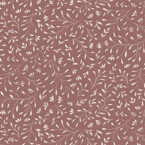 small floral - copper rose pink _ creamy white - classic elegant leaves and flowers