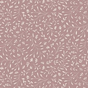 small floral - creamy white _ dusty rose pink - classic elegant leaves and flowers