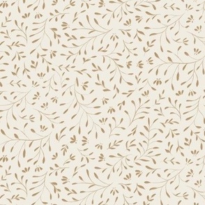 small floral - creamy white _ lion gold mustard 02 - classic elegant leaves and flowers