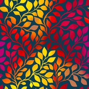 Bright Yellow and Neon Red Gradient Leaves